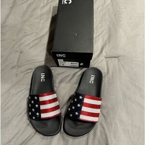 INC International Concepts NEW INC Embellished American Flag Sandals Size 7